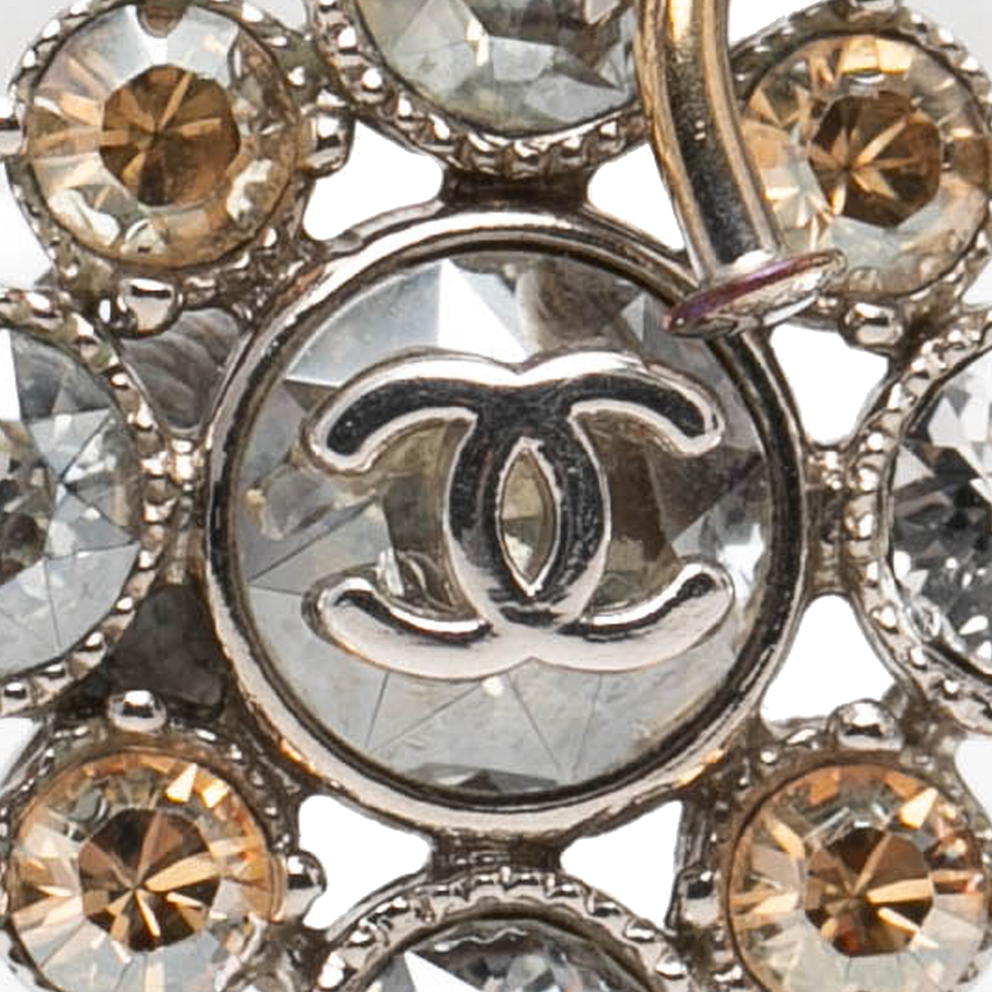 CC Silver Plated Crystal Rhinestones Dangle Push Back Earrings - Image 4