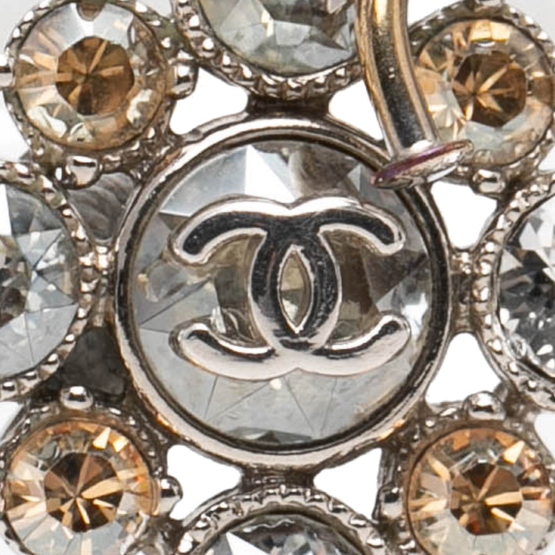 CC Silver Plated Crystal Rhinestones Dangle Push Back Earrings - Image 4