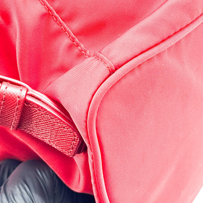 Prada Front Zip Drawstring Tessuto Red Nylon Bag