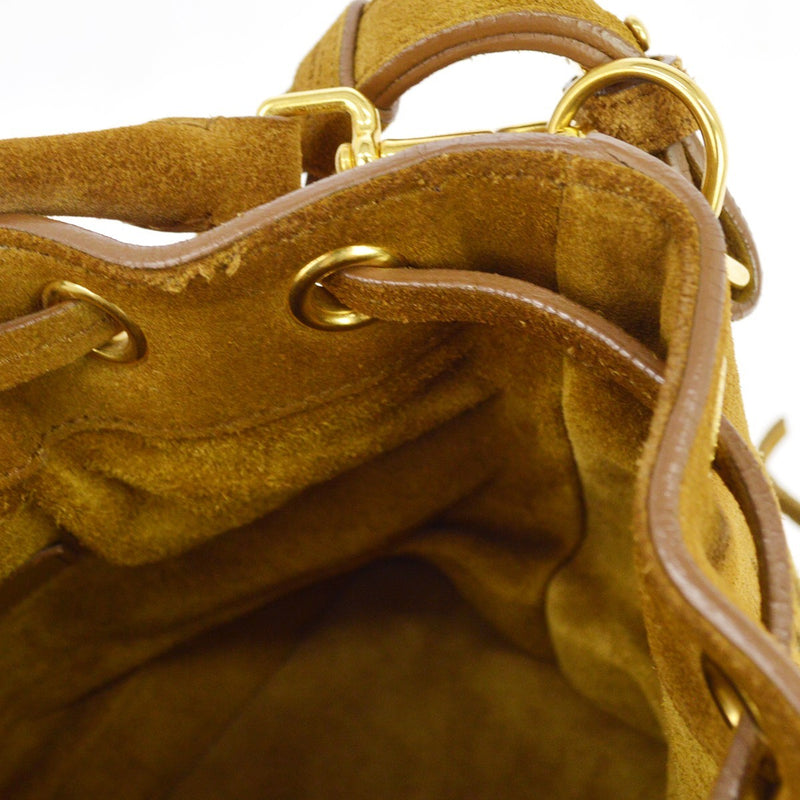 Saint Laurent Fringe Emmanuelle Bucket Suede Brown Bag