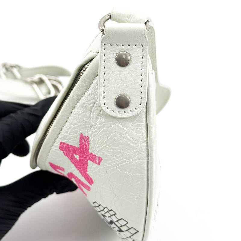 Balenciaga Graffiti Souvenir Belt Leather White Bag