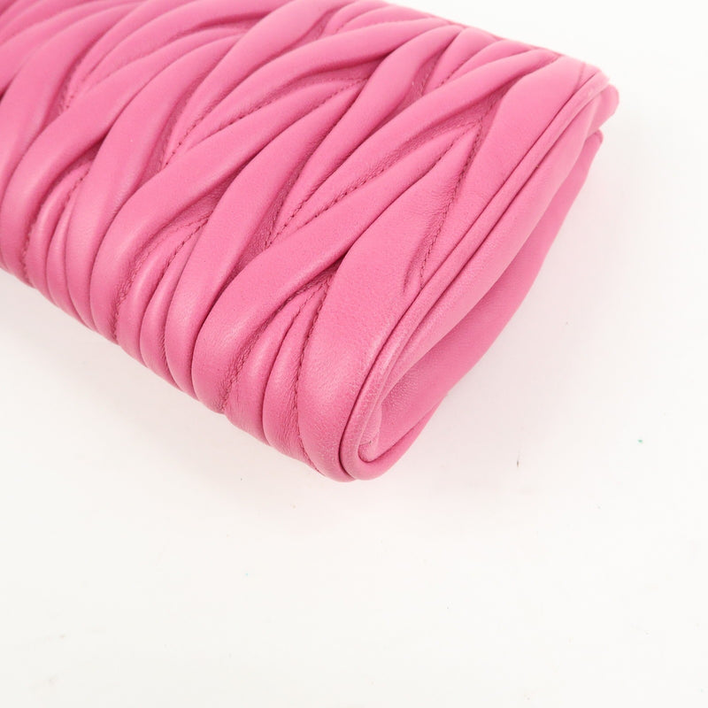 Miu Miu Zip Wristlet Matelasse Leather Pink Bag