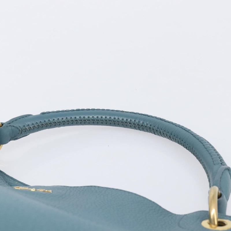 Prada Rolled Hobo Vitello Daino Blue Leather