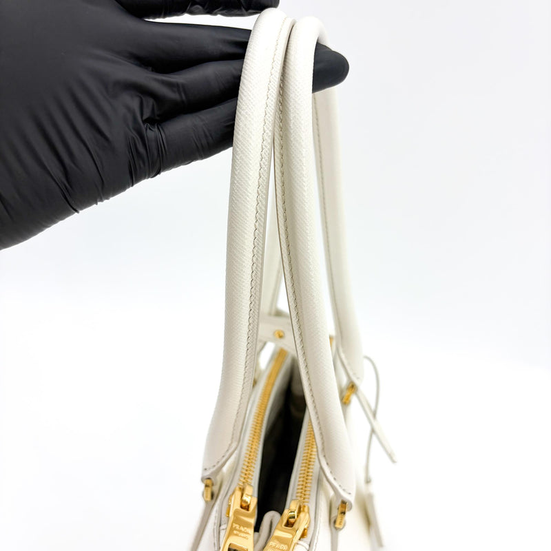 Prada Galleria Double Zip Saffiano Leather White Bag