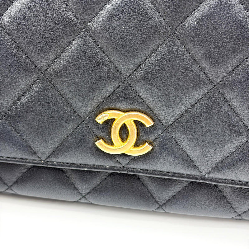 Chanel Wallet On Chain Chevron Patent Black Leather Bag