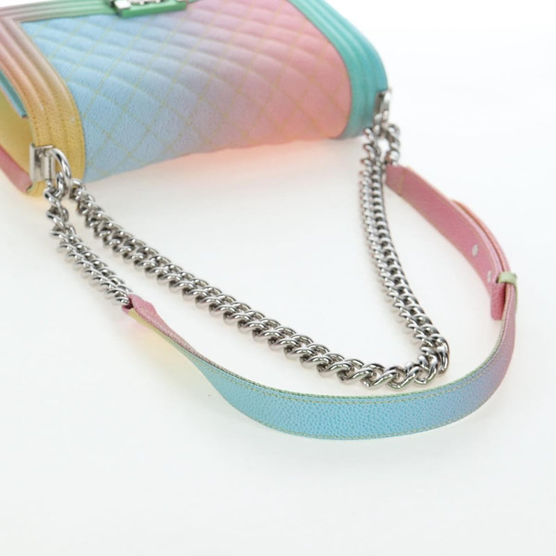 Chanel Rainbow Boy Flap Quilted Painted Caviar Multicolour Leather Bag