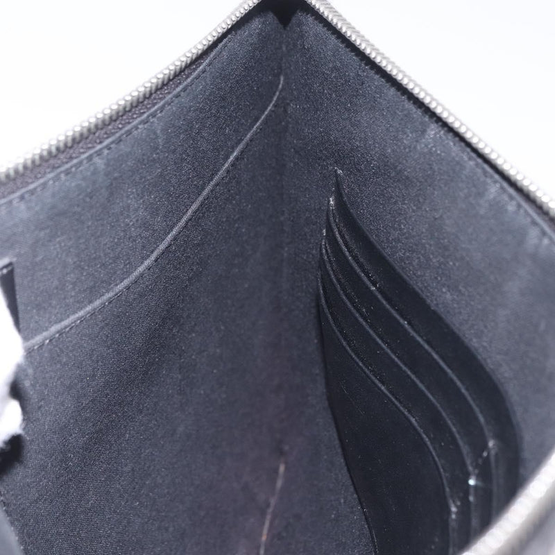 Fendi Zip Flat Wristlet Zucca Coated Canvas And Leather Black Bag