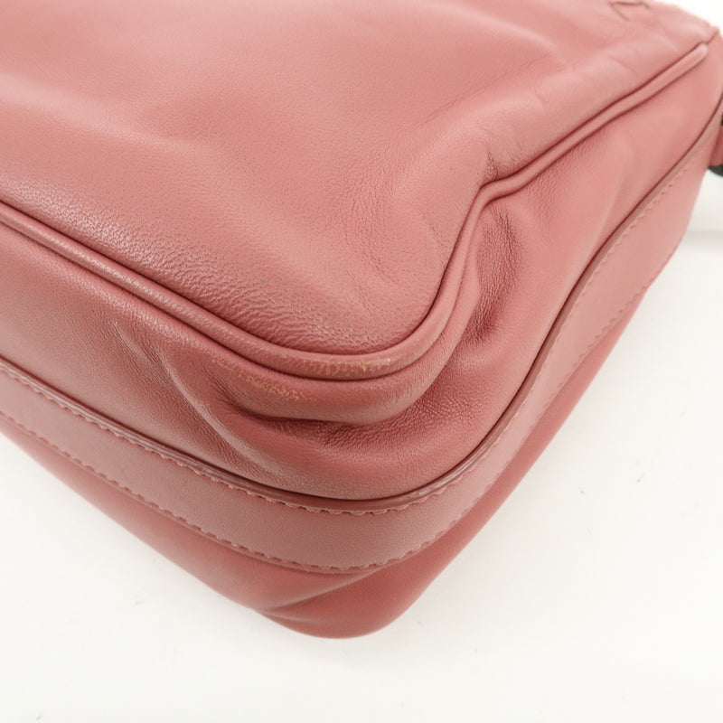 Bottega Veneta Drawstring Flap Leather With Intrecciato Pink Bag