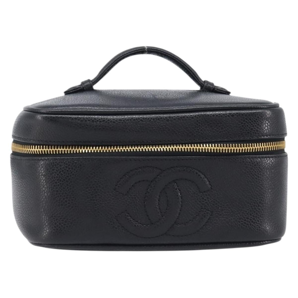Chanel Vintage Timeless Cosmetic Case Caviar Black Leather Bag