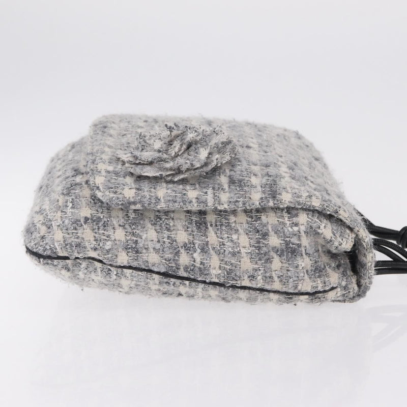 Chanel Camellia Messenger Tweed Gray Cotton