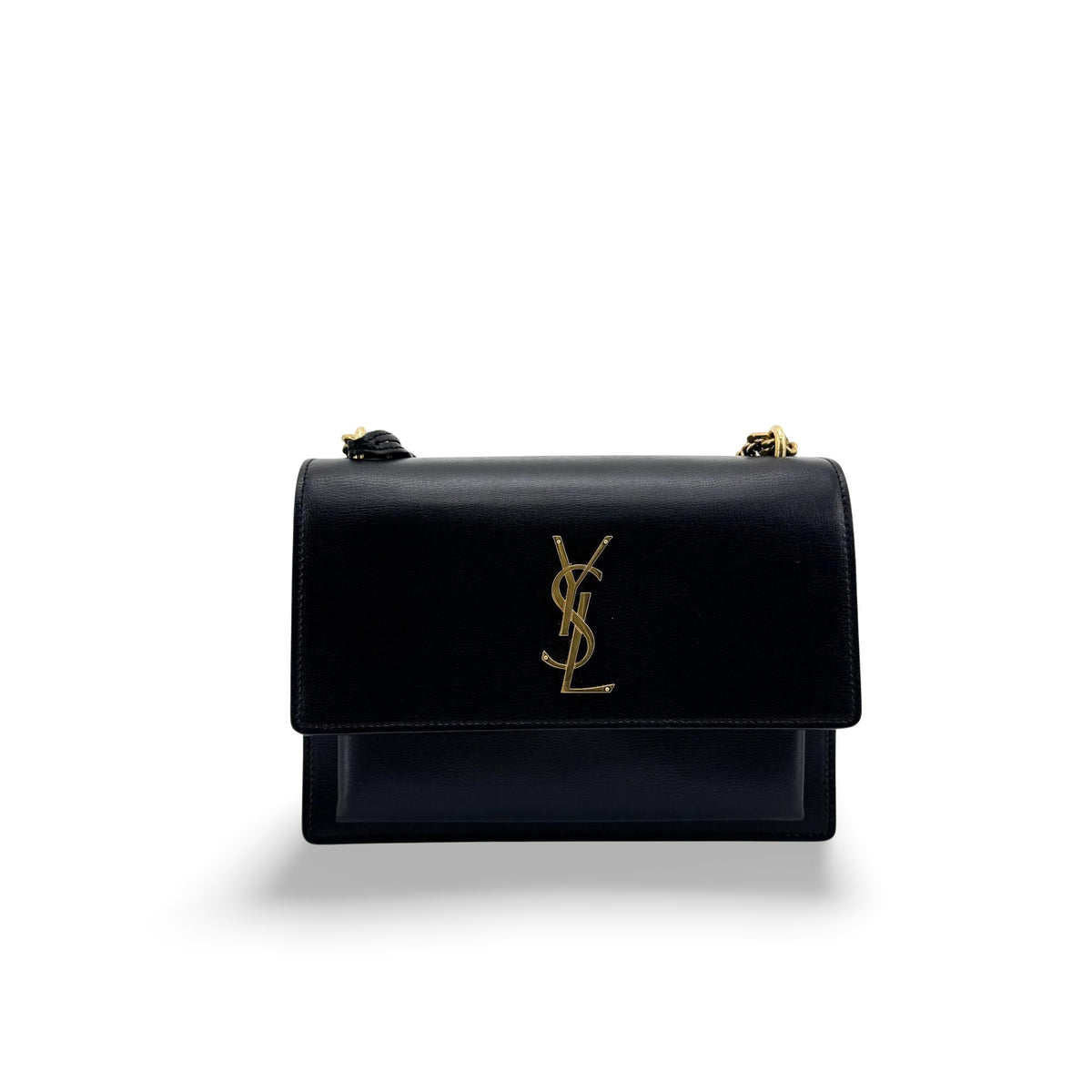 Saint Laurent Sunset Leather Black Calfskin Bag