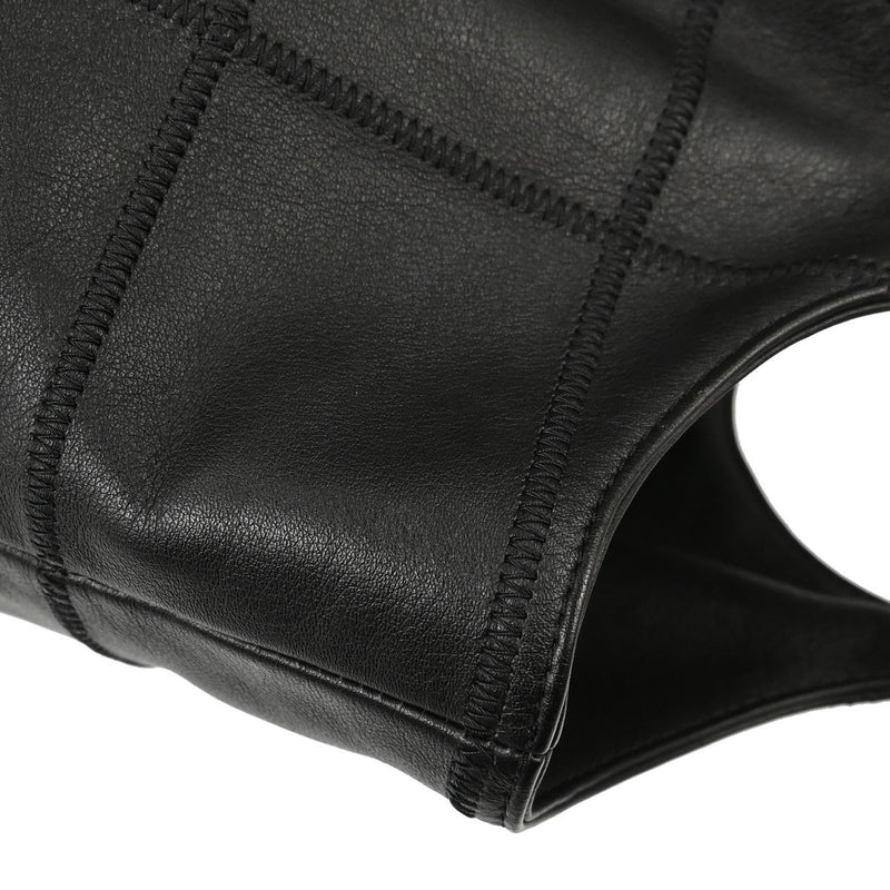 Chanel Square Stitch Tassel Hobo Quilted Leather Black