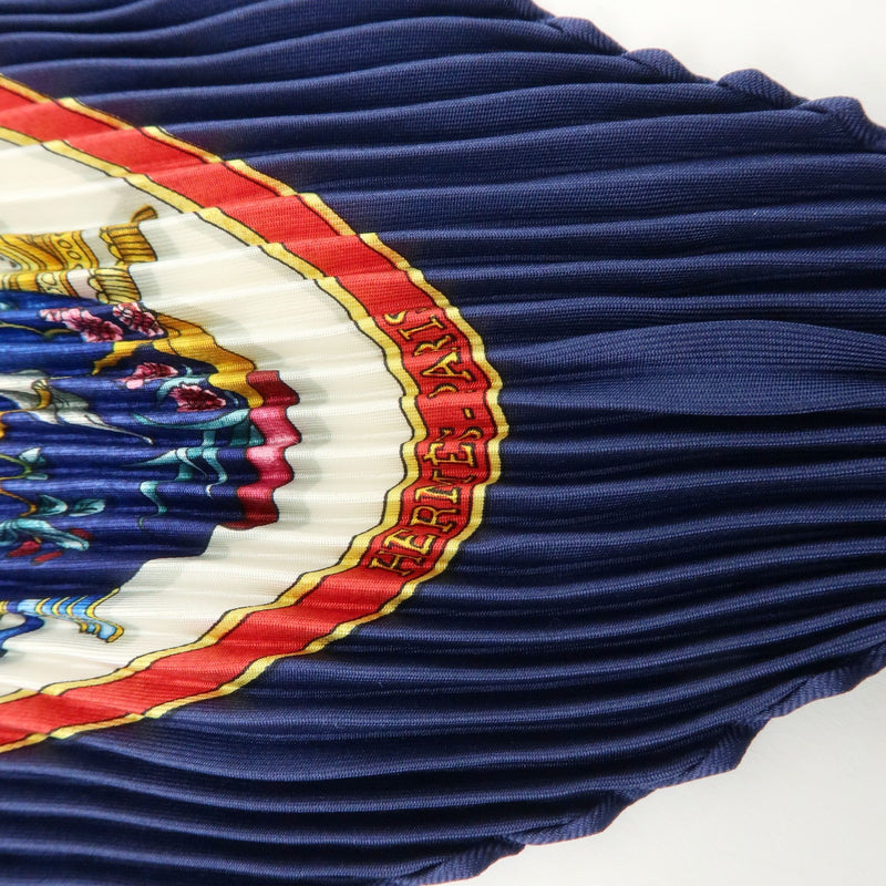 Hermes Carré 90 Pleated Silk Navy Accessory
