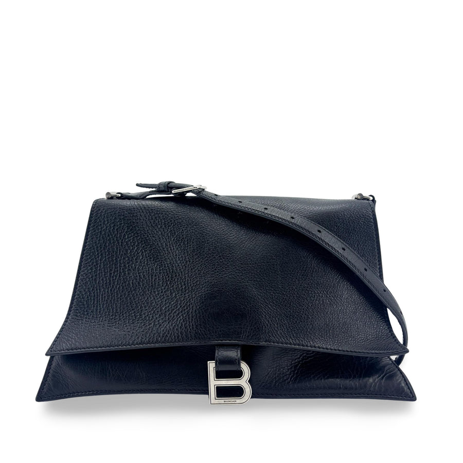 Balenciaga Downtown Soft Hourglass Leather Black Bag