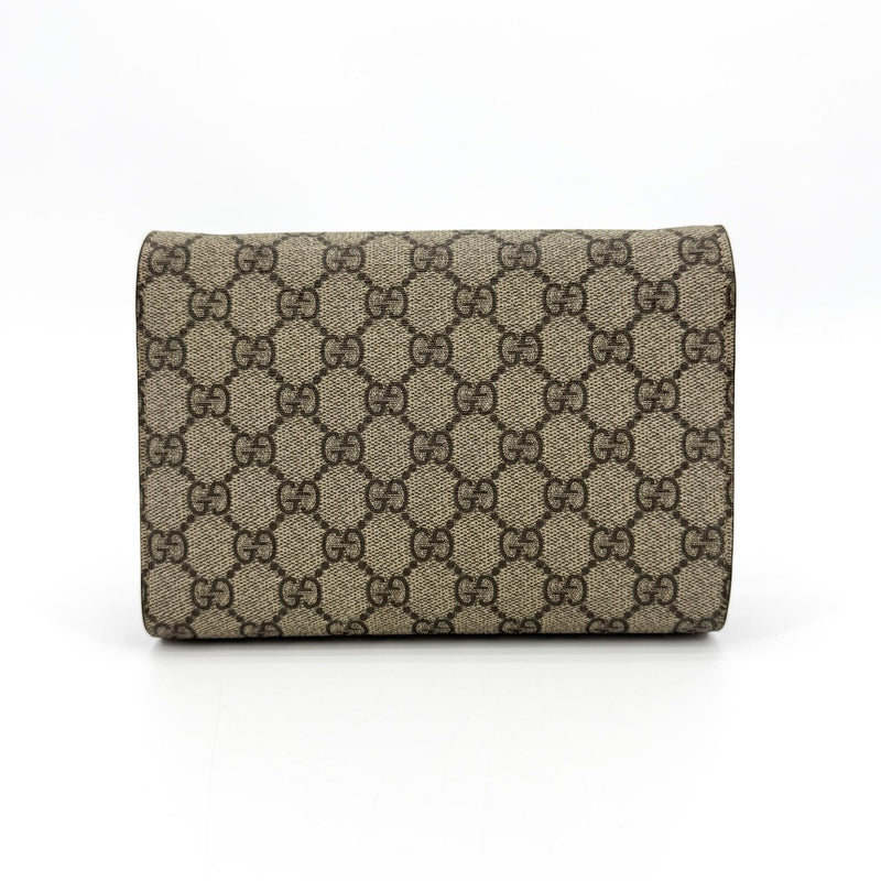 Gucci Dionysus Wristlet Clutch Gg Coated Canvas With Leather Brown