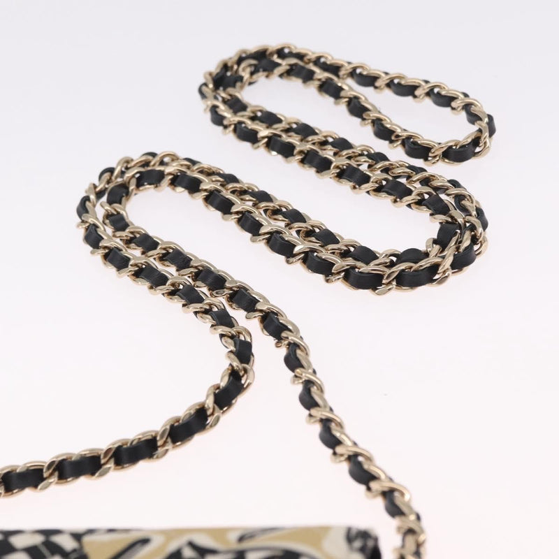 Chanel Flap Card Holder On Chain Quilted Printed Canvas Multicolour Bag
