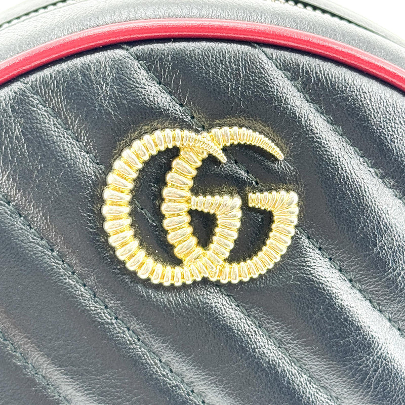 Gucci Gg Marmont Round Matelasse Leather Black Bag