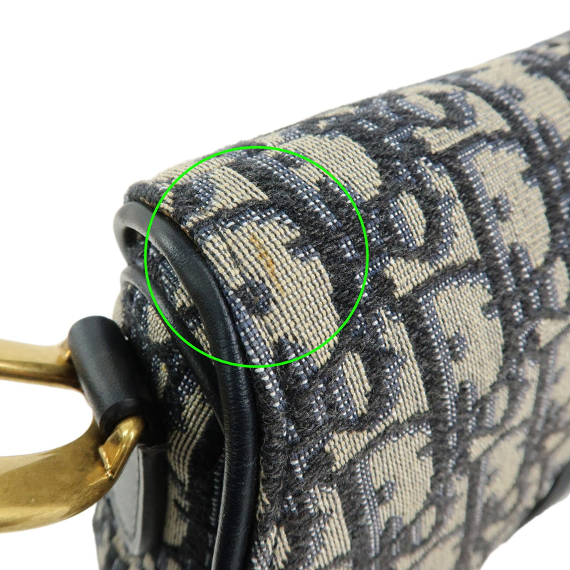 Christian Dior Saddle Oblique Canvas Navy Bag
