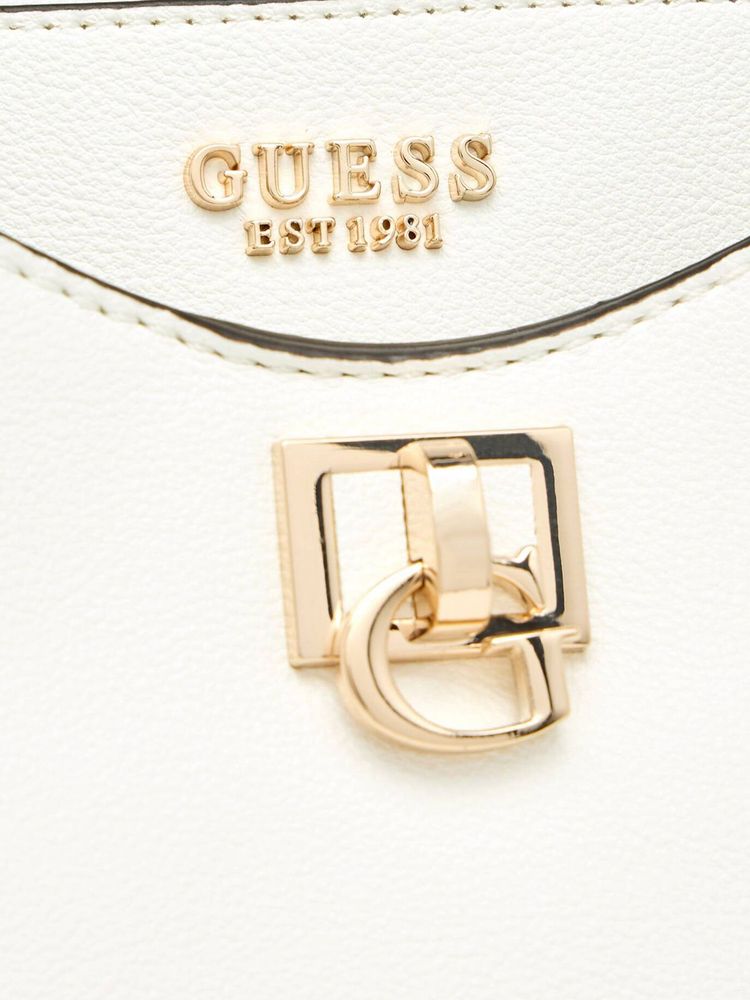Guess Quilted Polyurethane Shoulder Bag — White