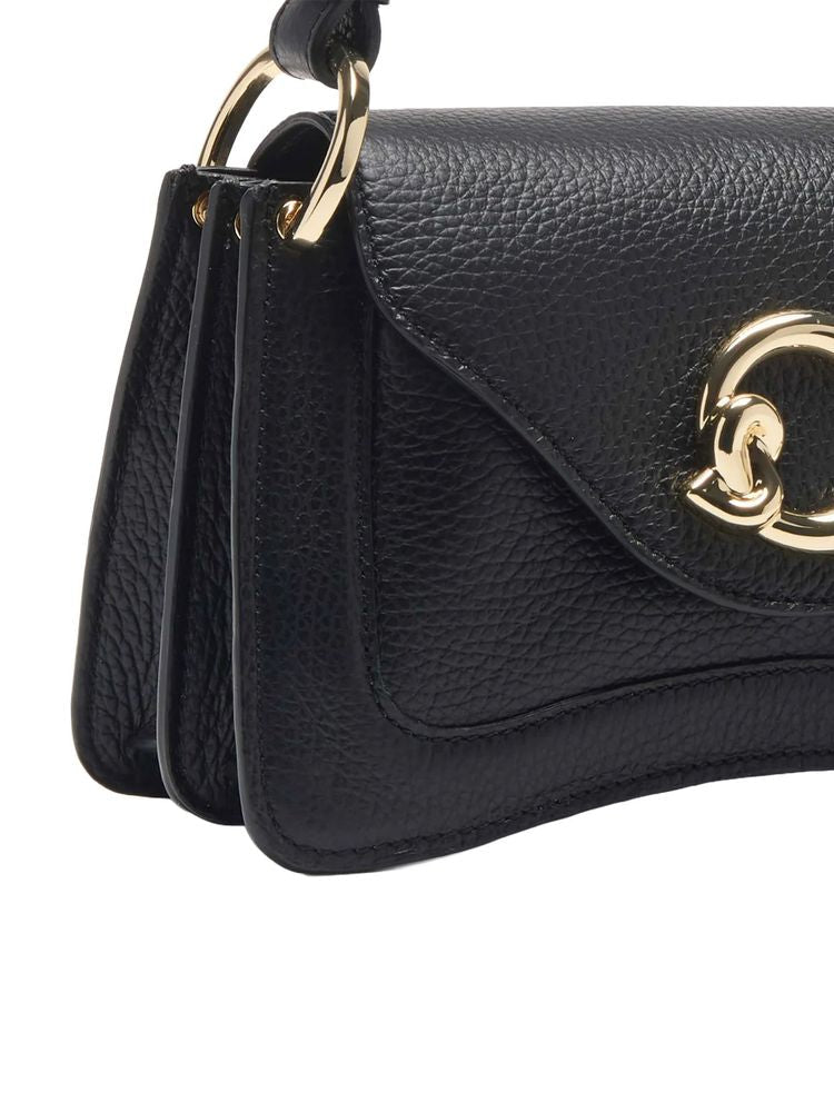 Coccinelle C-Me Mini Top Handle Bag — Black Grained Leather