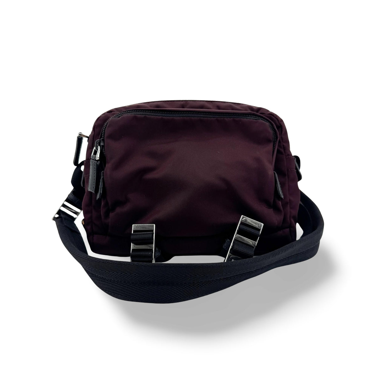 Prada Technical Zip Tessuto Burgundy Nylon Bag