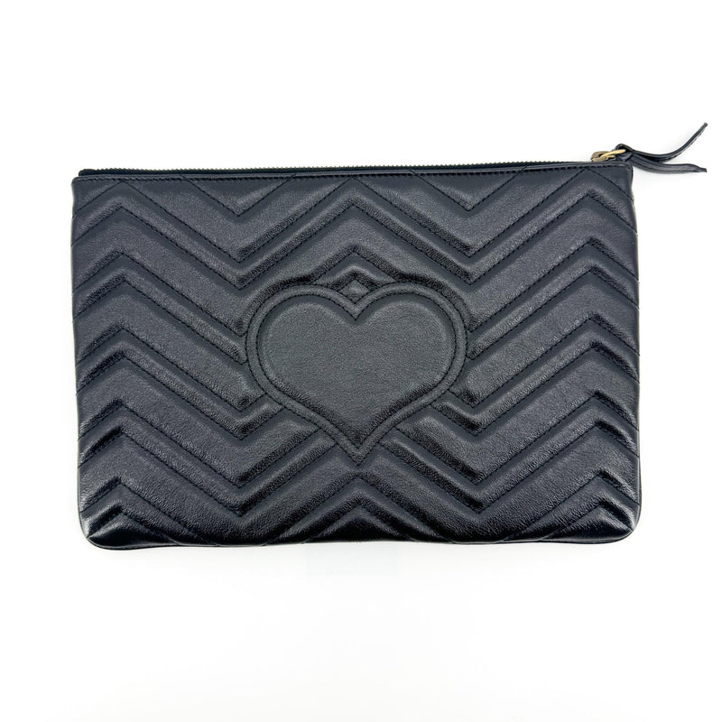 Gucci Gg Marmont Pouch Matelasse Leather Black