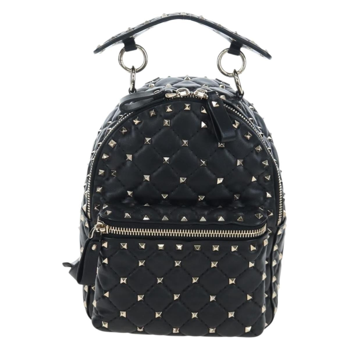 Valentino Garavani Rockstud Spike Quilted Leather Black Bag