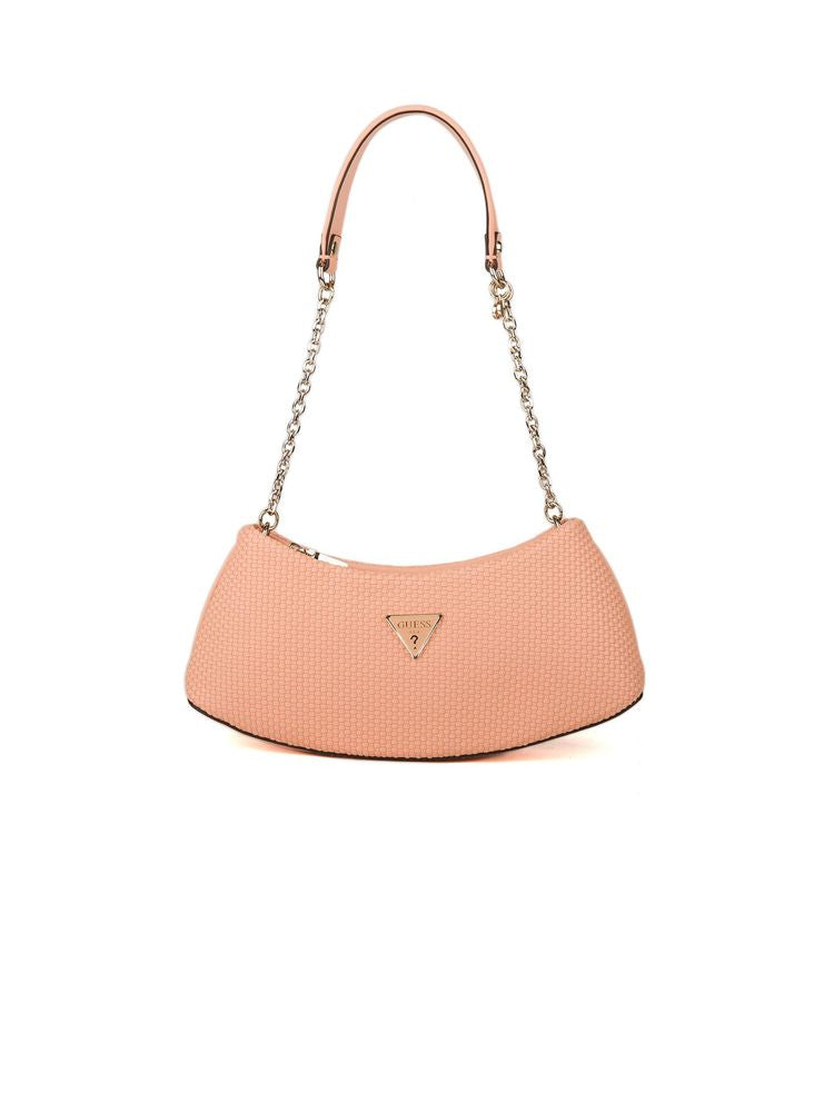Guess Quilted Textured Polyurethane Shoulder Bag — Orange