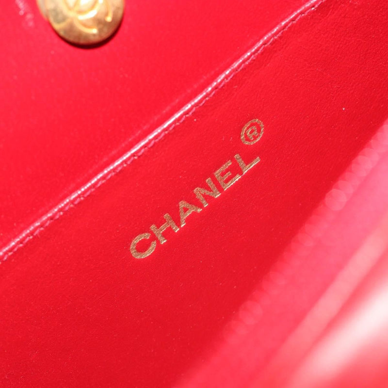 Chanel Vintage Chain Evening Mixed Quilt Lambskin Red Leather Bag