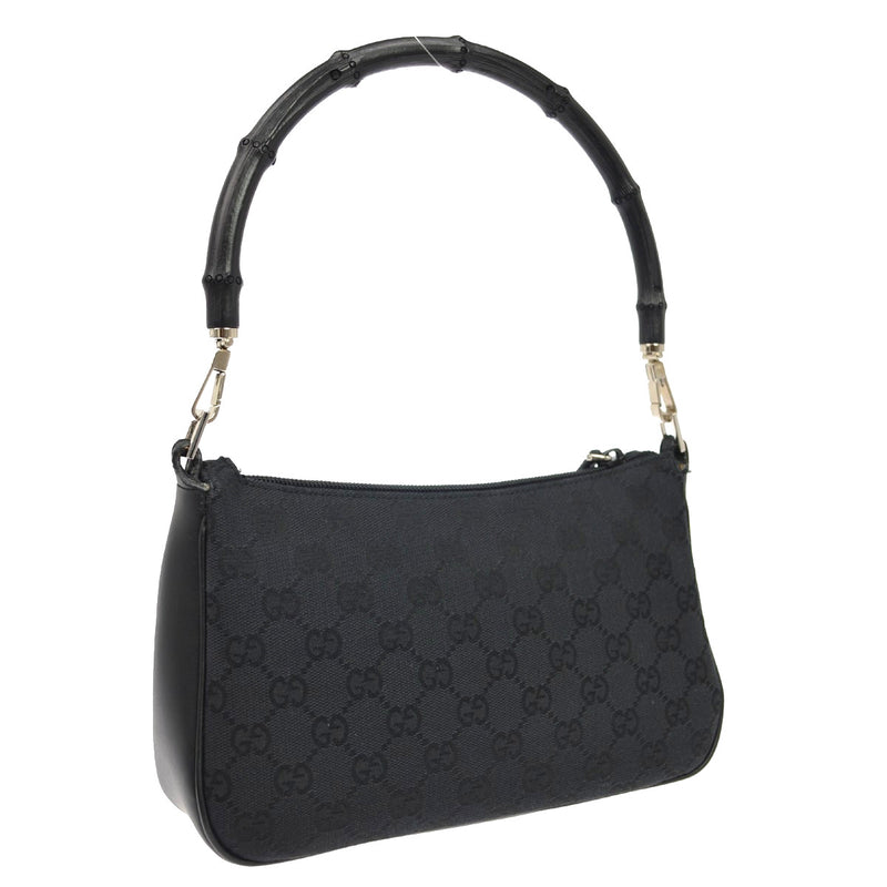 Gucci Bamboo Bullet Gg Canvas Black Bag