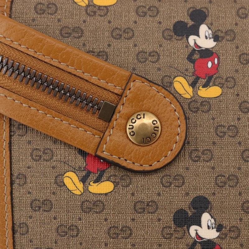 Gucci Disney Mickey Mouse Front Zip Printed Mini Gg Coated Canvas Beige Bag