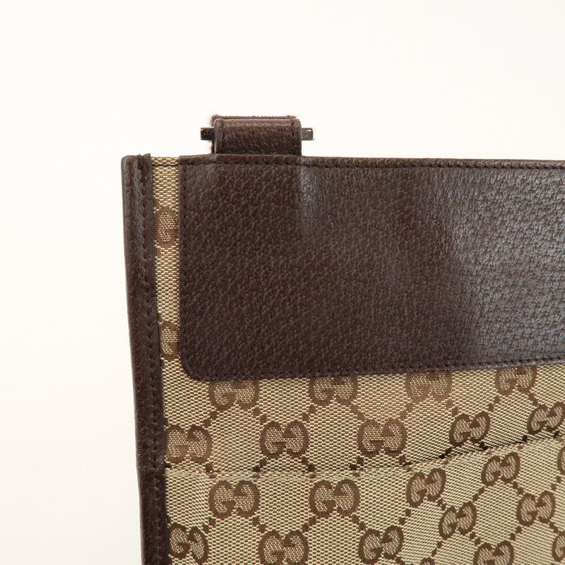 Gucci Vintage Flat Messenger Gg Canvas And Leather Beige