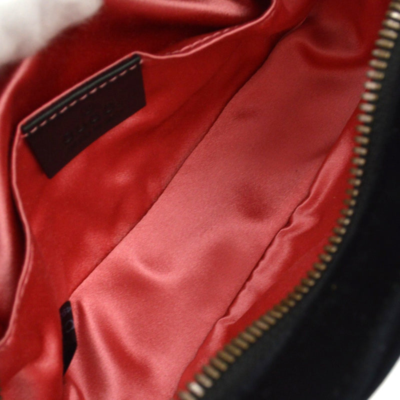 Gucci Gg Marmont Belt Embellished Matelasse Velvet Black Bag