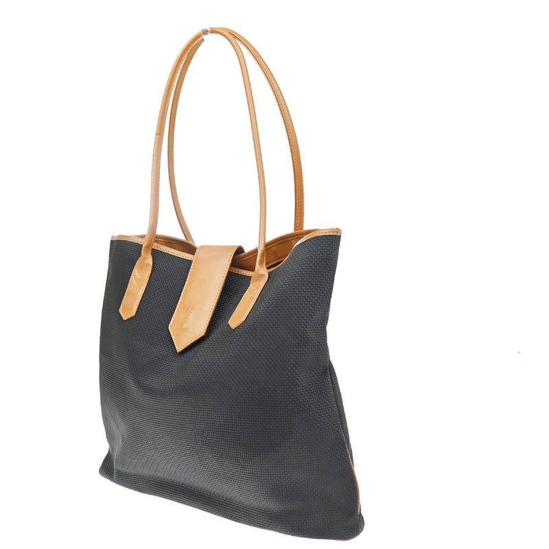 Saint Laurent Vintage Shoulder Bag Leather Black Pvc