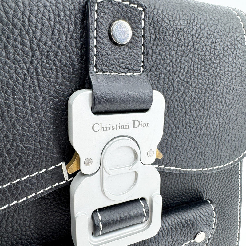 Christian Dior Saddle Leather Black Calfskin Bag