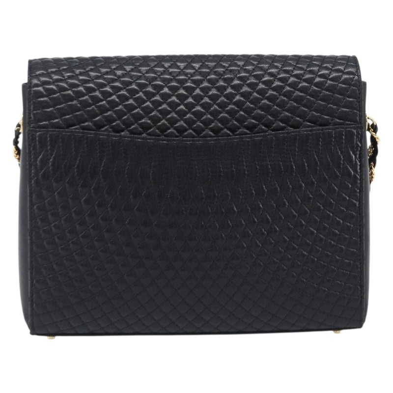 Bally Vintage Chain Quilted Leather Black Bag