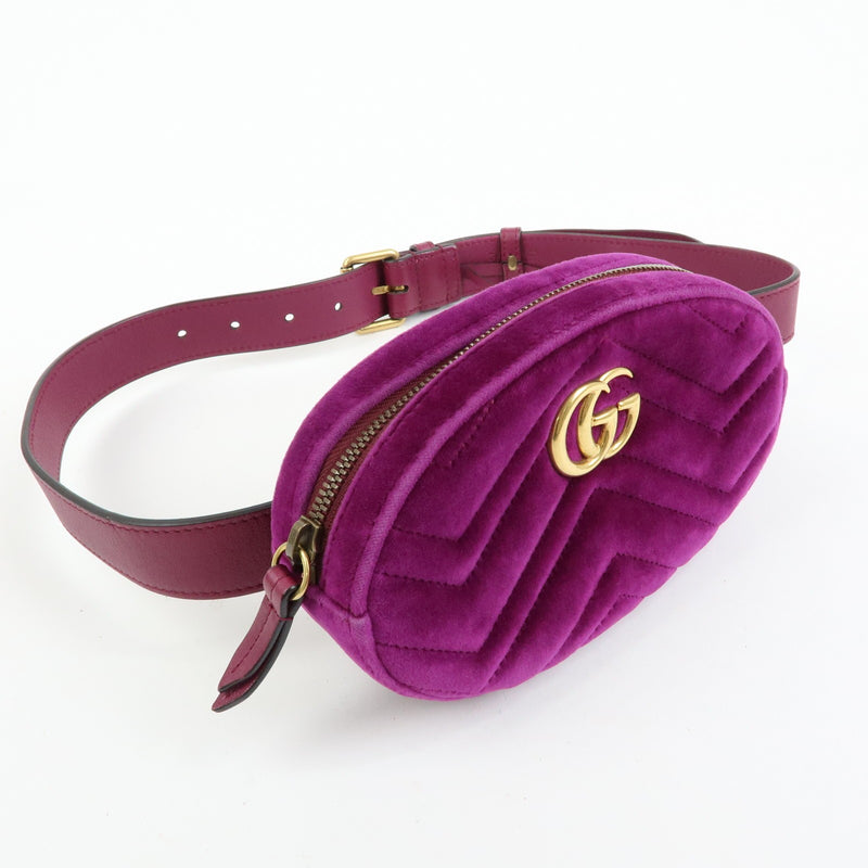 Gucci Gg Marmont Belt Matelasse Velvet Purple Bag