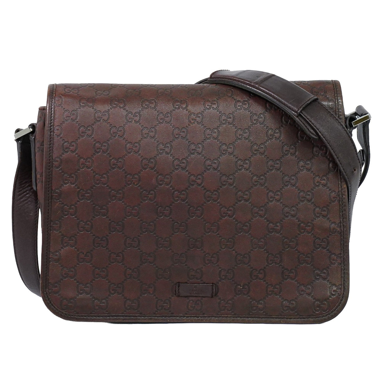 Gucci Flap Messenger Bag (outlet) Guccissima Leather Brown