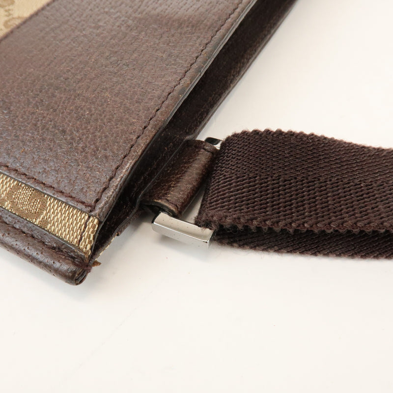 Gucci Vintage Flat Messenger Gg Canvas And Leather Beige