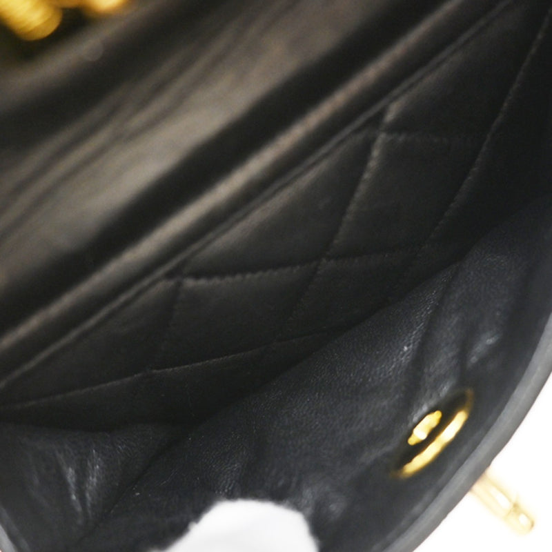 Chanel Vintage Cc Pocket Quilted Lambskin Black Leather Bag