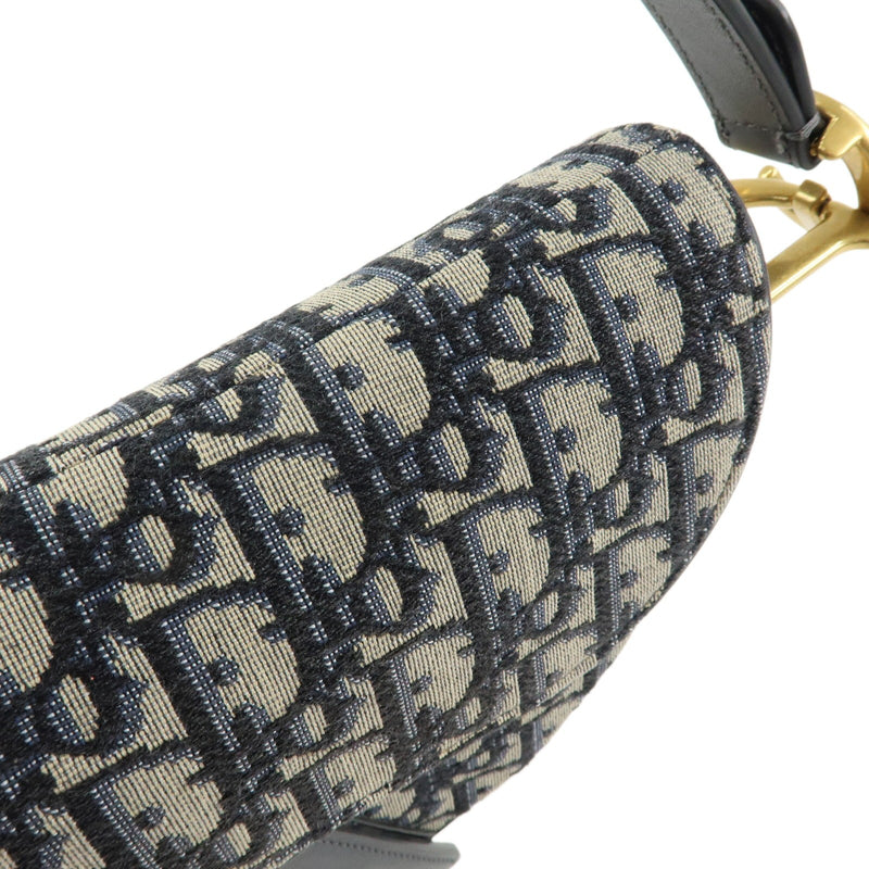 Christian Dior Saddle Oblique Canvas Navy Bag