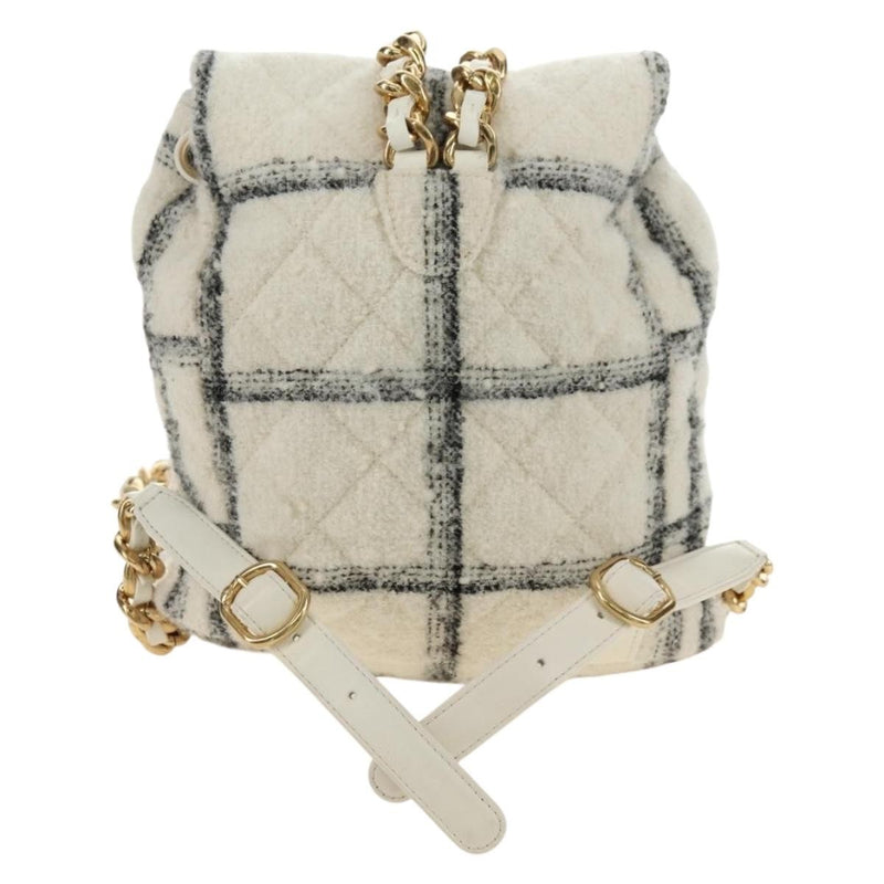 Chanel Duma Drawstring Quilted Wool Tweed Beige Bag