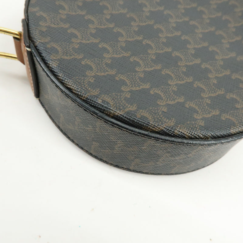 Celine Round Purse On Strap Triomphe Coated Canvas Brown Bag