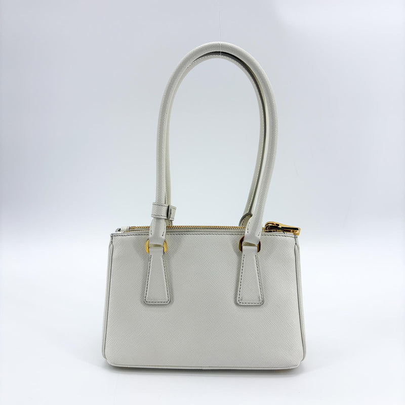 Prada Galleria Double Zip Saffiano Leather White Bag