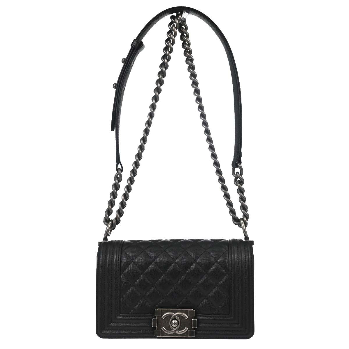 Chanel So Black Boy Flap Quilted Caviar Calfskin Bag
