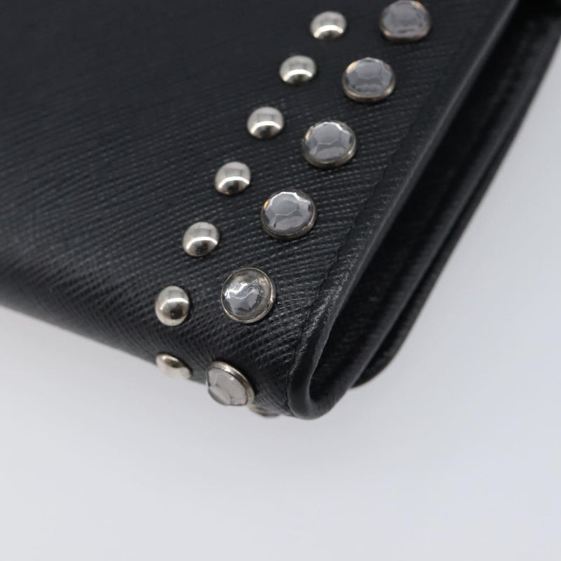Prada Flap Studded Saffiano Leather Black Bag