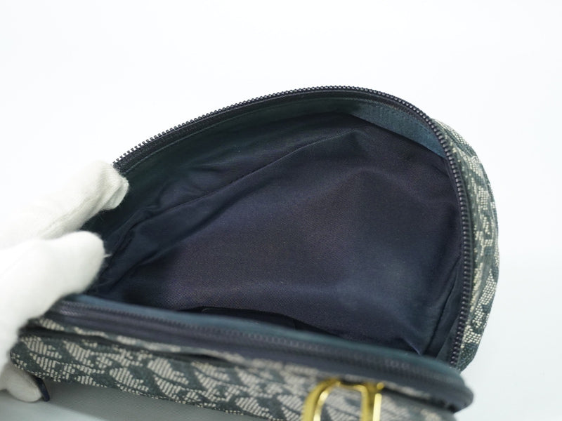 Christian Dior Saddle Zip Diorissimo Canvas Navy Bag