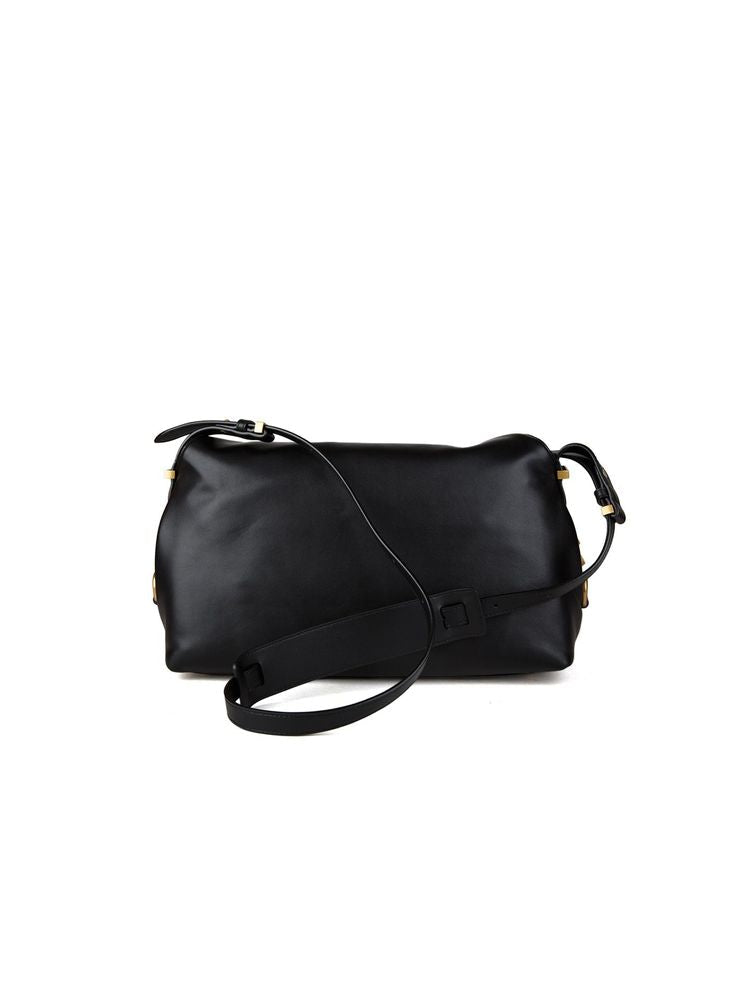 Pinko Goat Leather Saddle Shoulder Bag — Black