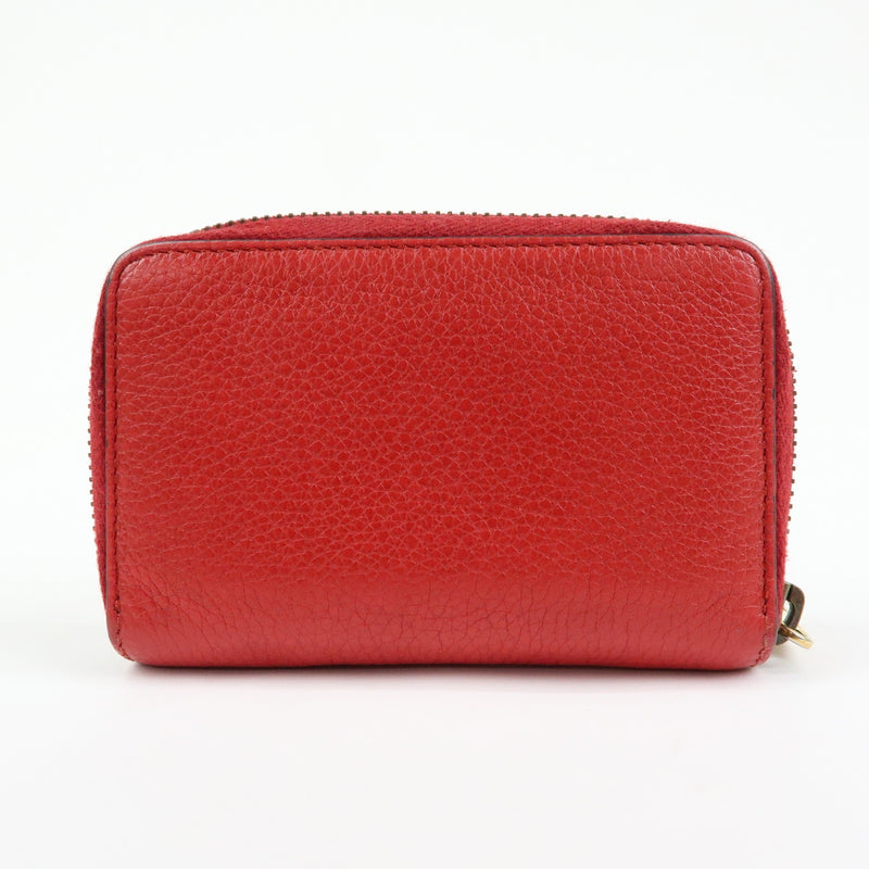 Gucci Logo Zip Card Case Printed Leather Red Accessory
