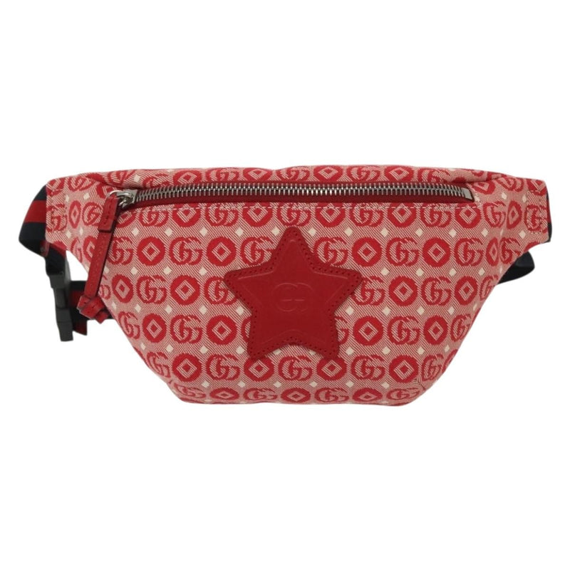 Gucci Childrens Belt Printed Gg Coated Canvas Red Bag